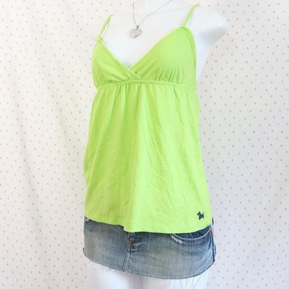 y2k babydoll tank neon lime green camisole tank — M